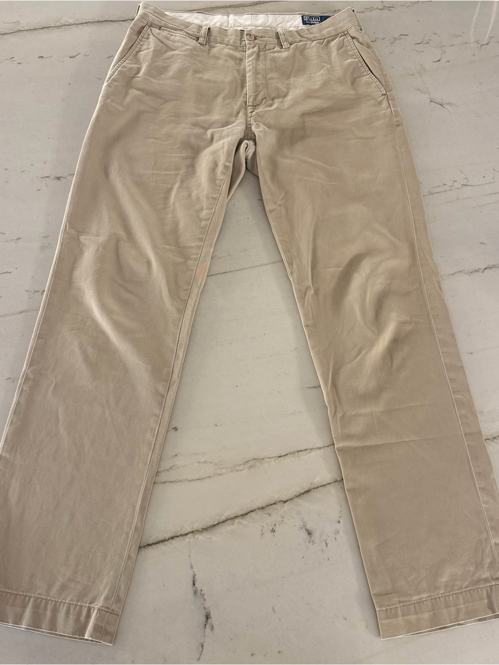 Polo Ralph Lauren Pants 32x32 Khaki Tan 100% Cotton Classic Fit Mens (Tag 34X34)